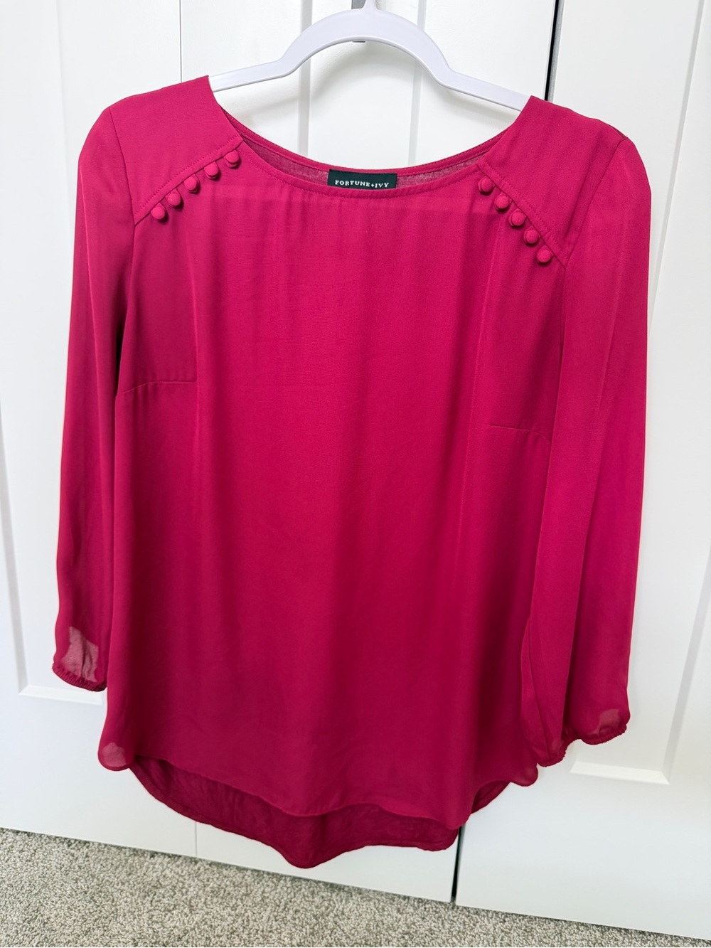 Fortune & Ivy Mixed Material Blouse